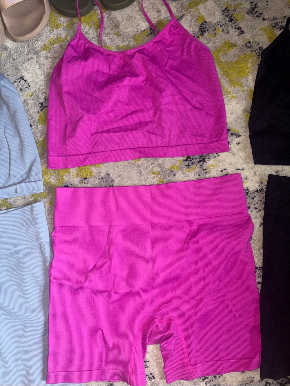 wild fable Hot Pink Ribbed Bike Shorts & tank